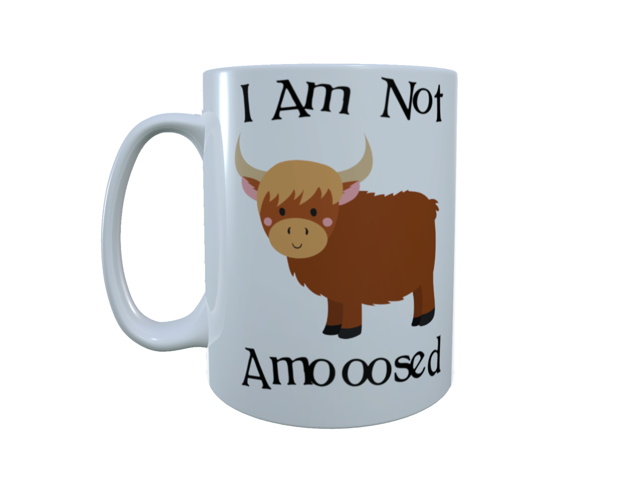 Highland Cow Ceramic Mug - I am Not Amooosed - Click Image to Close